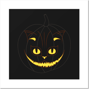 Halloween Pumpkin Cat Posters and Art